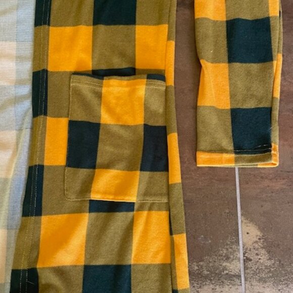 LONG Green and Gold Open Light Open Front Sweater (Duster) - S - Picture 3 of 6